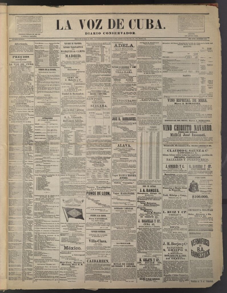 Miniatura de La Voz de Cuba: diario conservador del 30 de junio de 1885