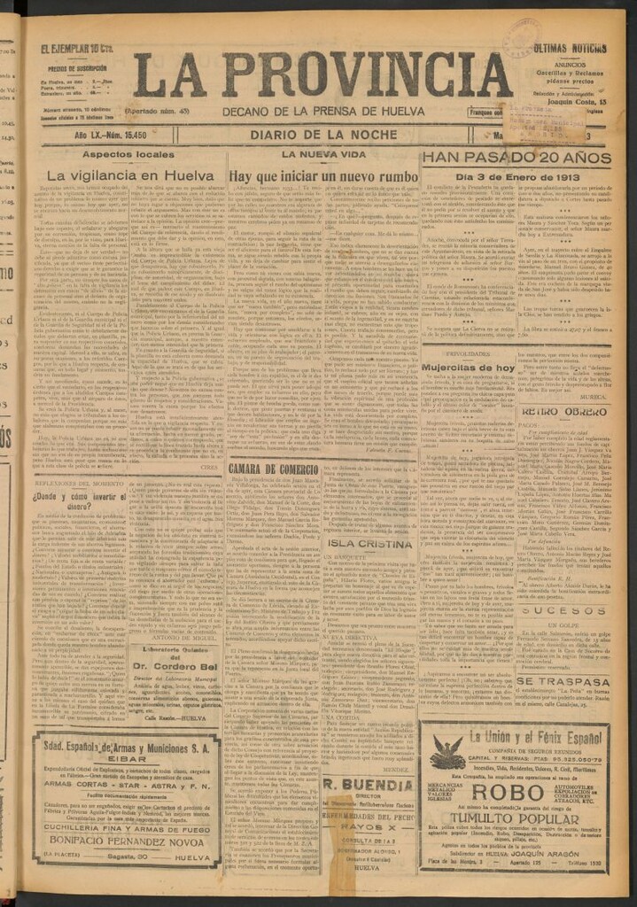Miniatura de La Provincia : diario de la noche del 3 de enero de 1933