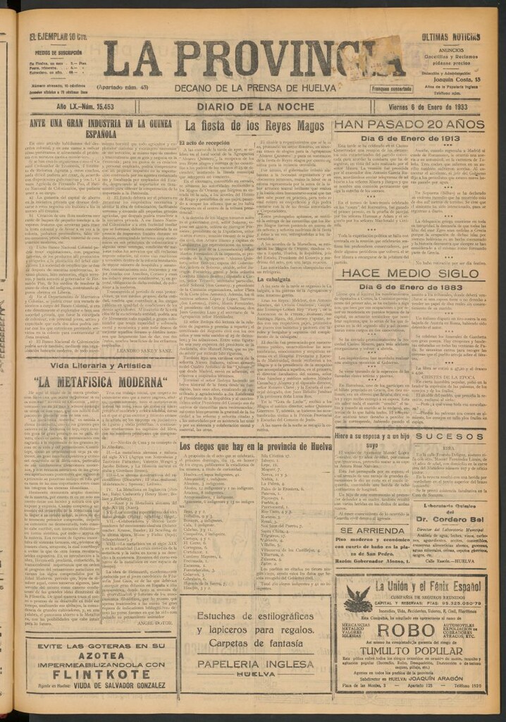 Miniatura de La Provincia : diario de la noche del 6 de enero de 1933