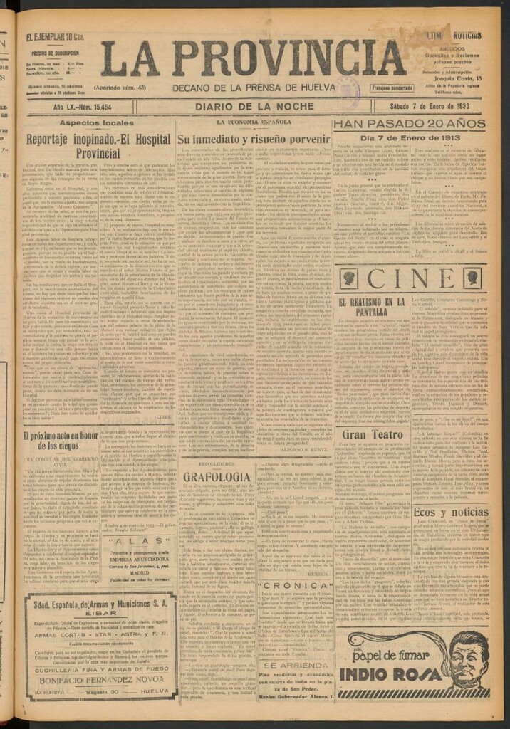 Miniatura de La Provincia : diario de la noche del 7 de enero de 1933