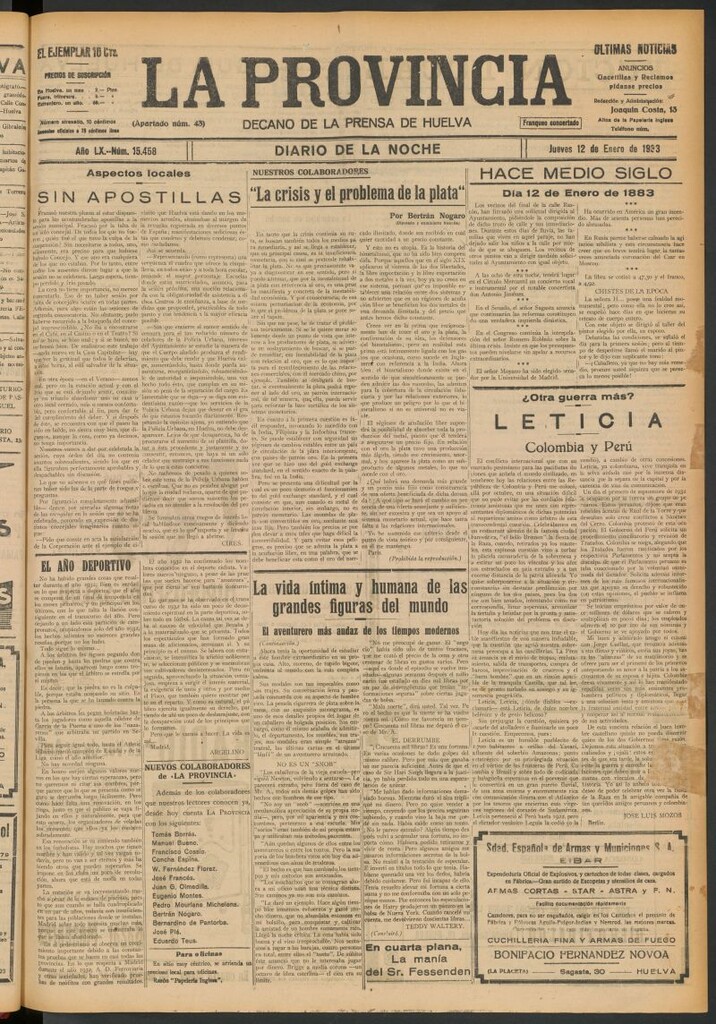 Miniatura de La Provincia : diario de la noche del 12 de enero de 1933