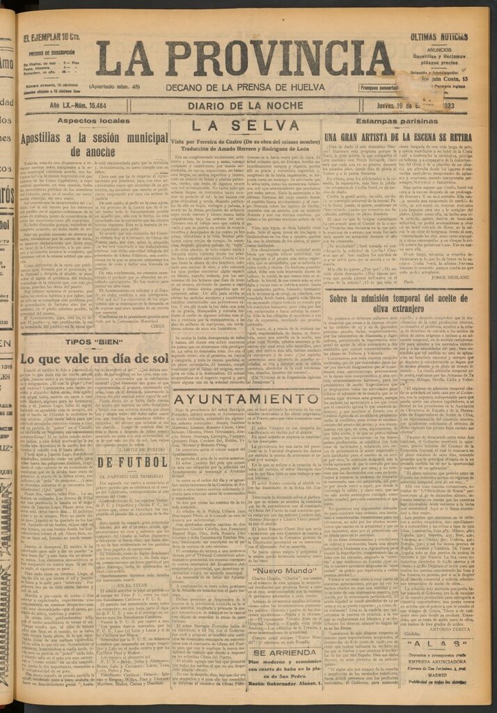 Miniatura de La Provincia : diario de la noche del 19 de enero de 1933