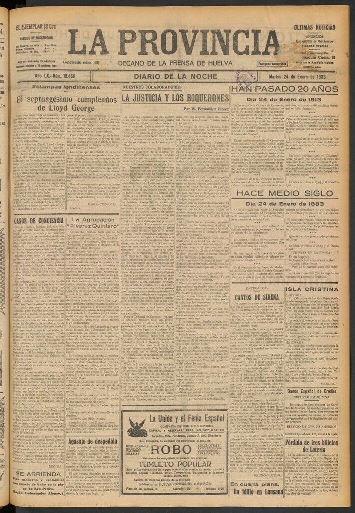 Miniatura de La Provincia : diario de la noche del 24 de enero de 1933