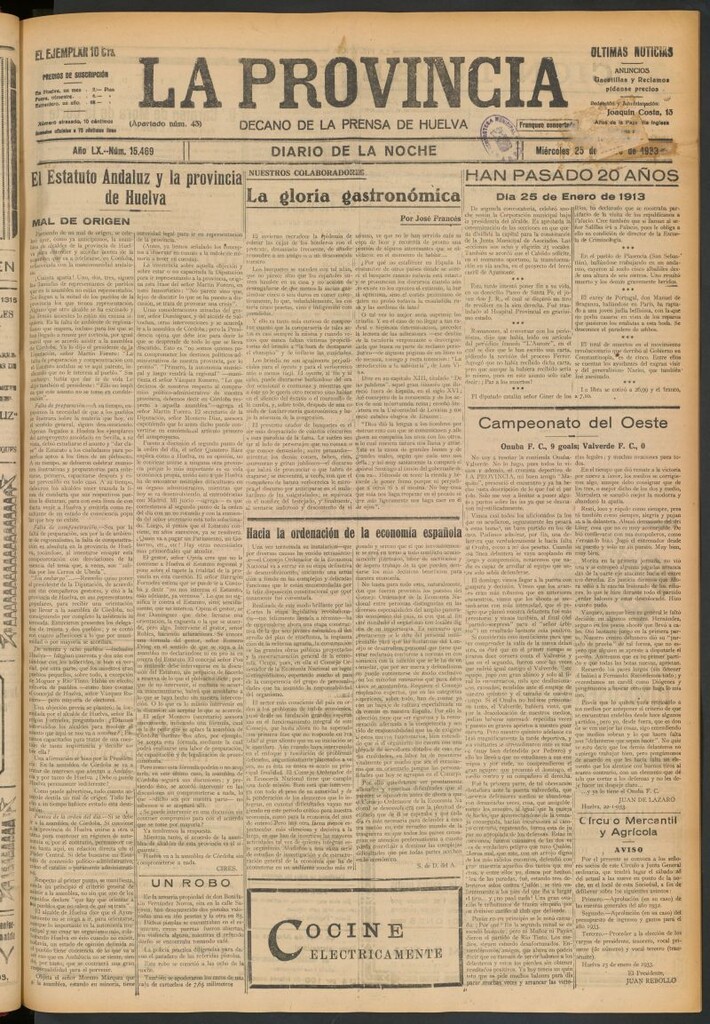 Miniatura de La Provincia : diario de la noche del 25 de enero de 1933