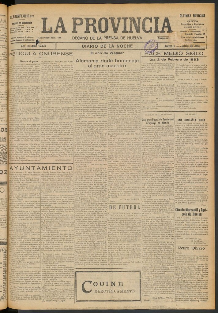 Miniatura de La Provincia : diario de la noche del 2 de febrero de 1933