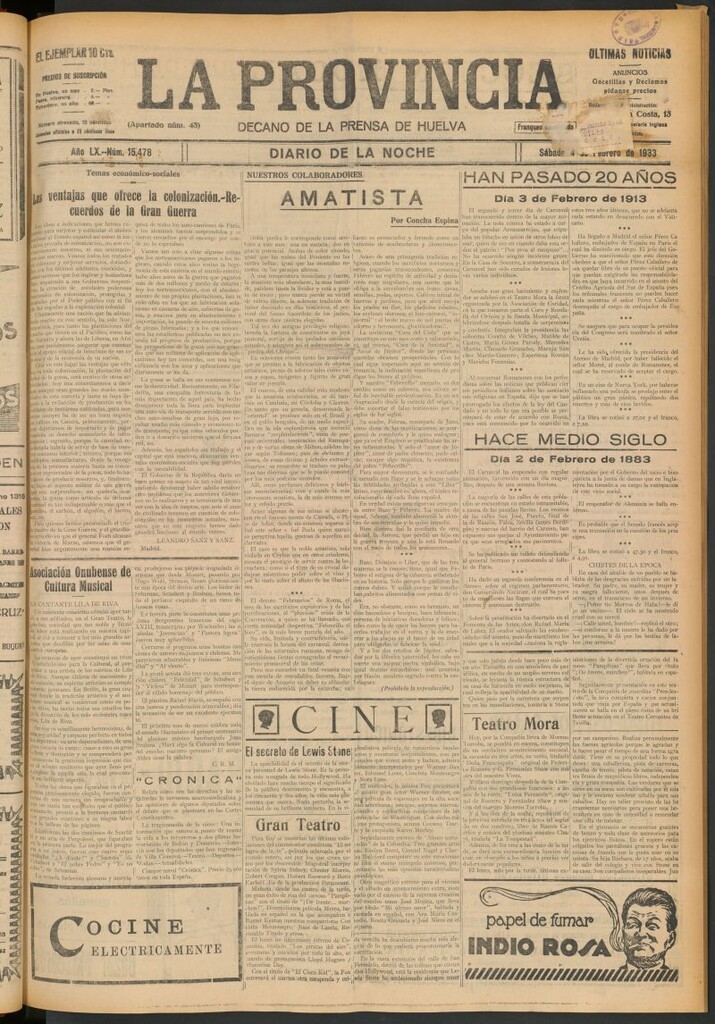 Miniatura de La Provincia : diario de la noche del 4 de febrero de 1933