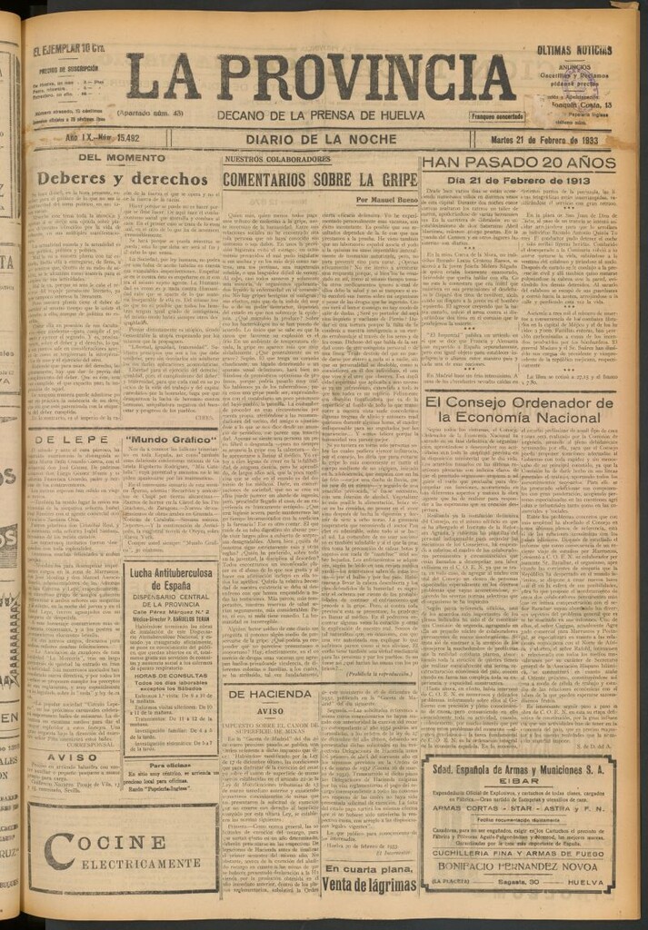 Miniatura de La Provincia : diario de la noche del 21 de febrero de 1933