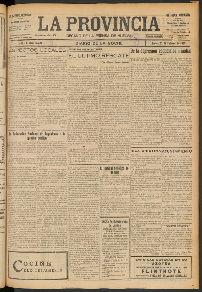 Miniatura de La Provincia : diario de la noche del 23 de febrero de 1933