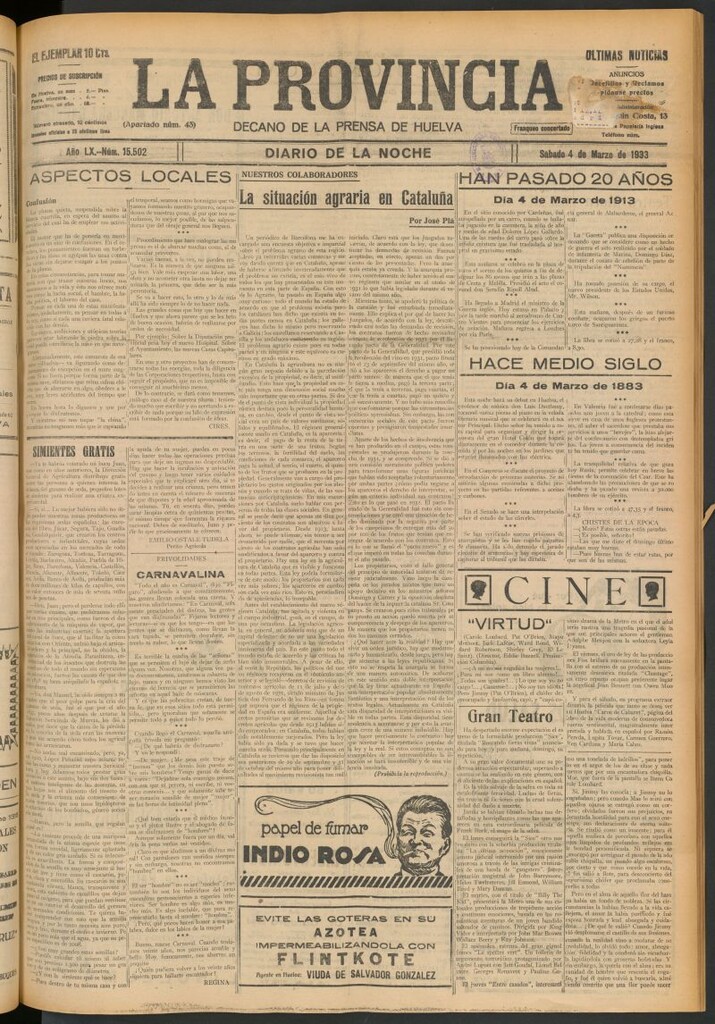 Miniatura de La Provincia : diario de la noche del 4 de marzo de 1933