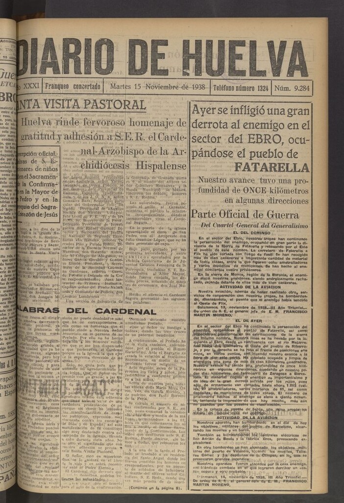 Miniatura de Diario de Huelva : periódico independiente del 15 de noviembre de 1938