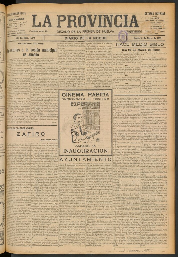 Miniatura de La Provincia : diario de la noche del 16 de marzo de 1933