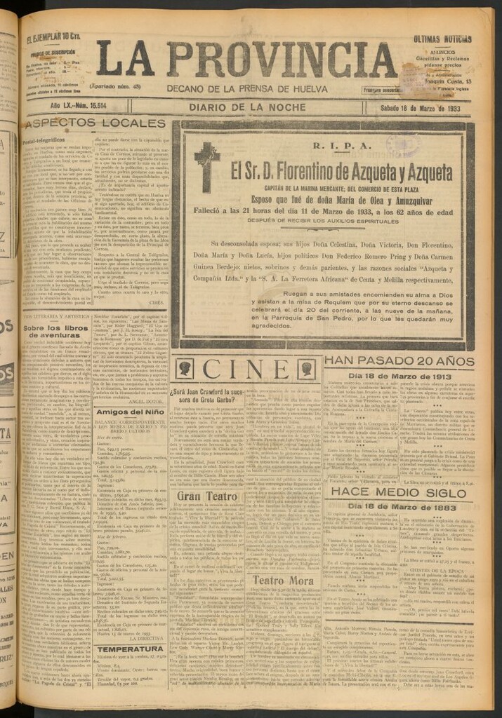 Miniatura de La Provincia : diario de la noche del 18 de marzo de 1933