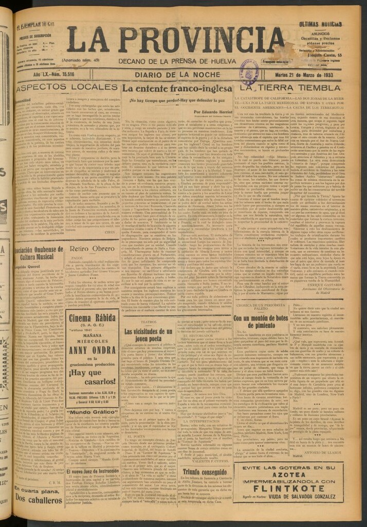 Miniatura de La Provincia : diario de la noche del 21 de marzo de 1933