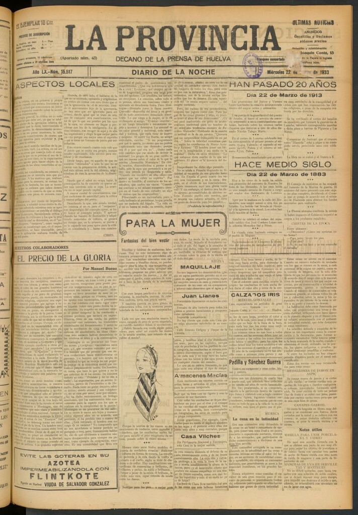 Miniatura de La Provincia : diario de la noche del 22 de marzo de 1933