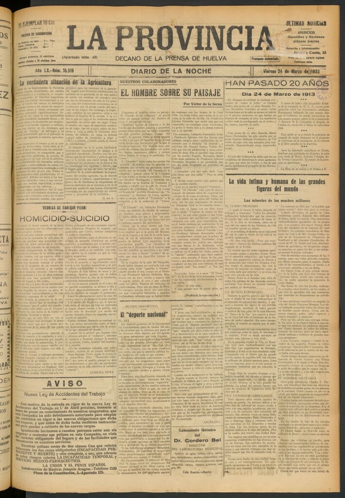 Miniatura de La Provincia : diario de la noche del 24 de marzo de 1933