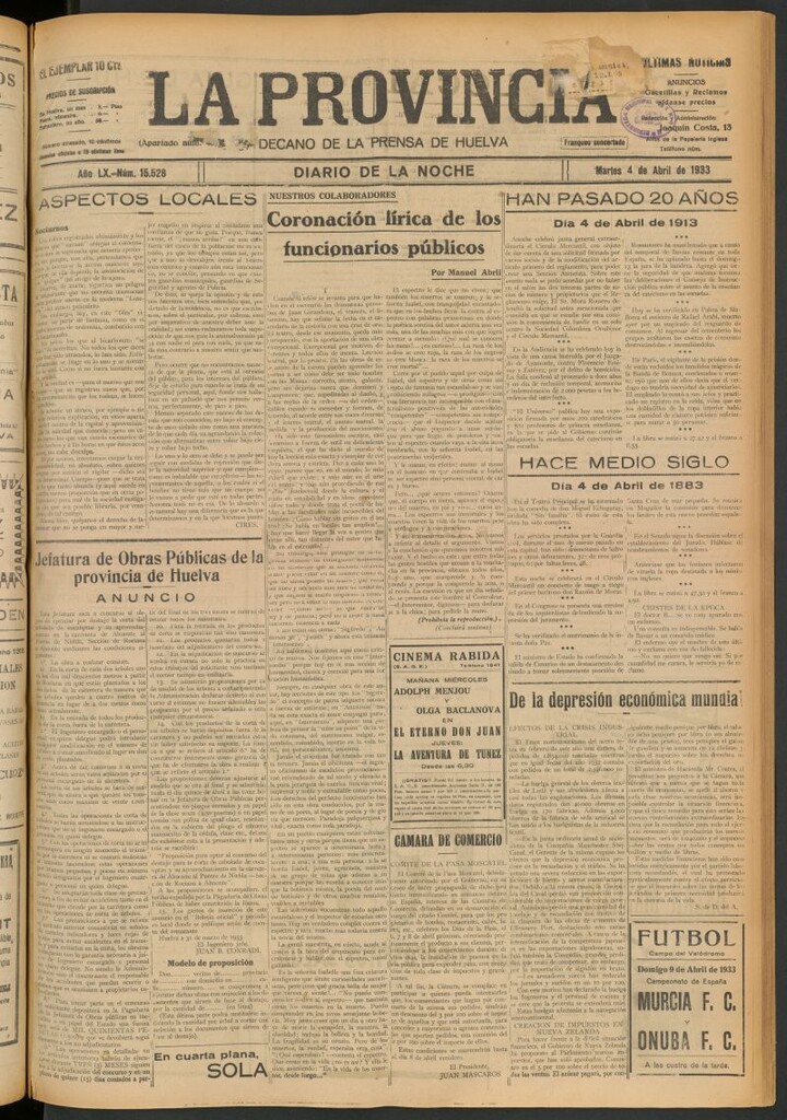 Miniatura de La Provincia : diario de la noche del 4 de abril de 1933