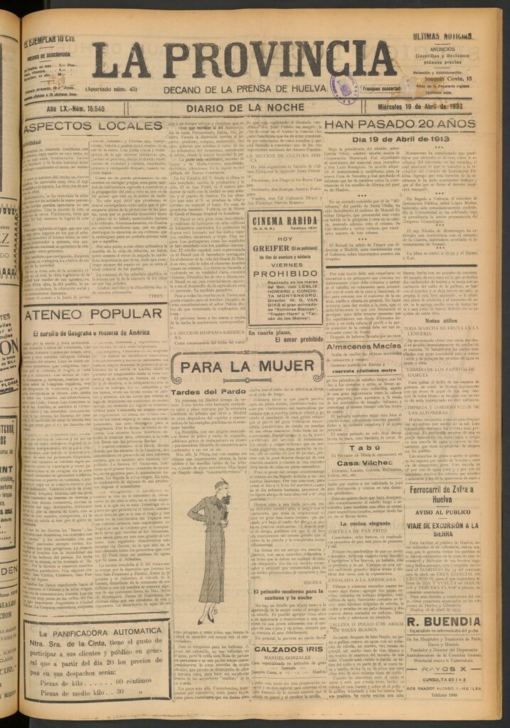 Miniatura de La Provincia : diario de la noche del 19 de abril de 1933