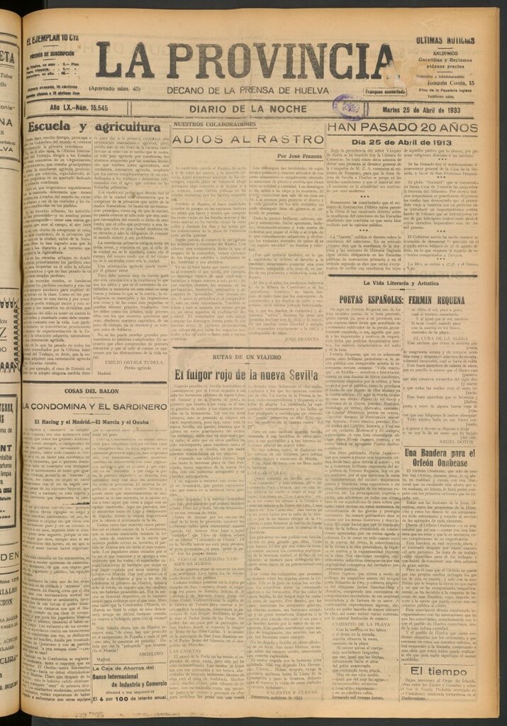 Miniatura de La Provincia : diario de la noche del 25 de abril de 1933