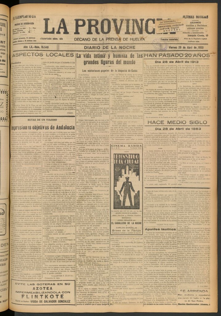 Miniatura de La Provincia : diario de la noche del 28 de abril de 1933