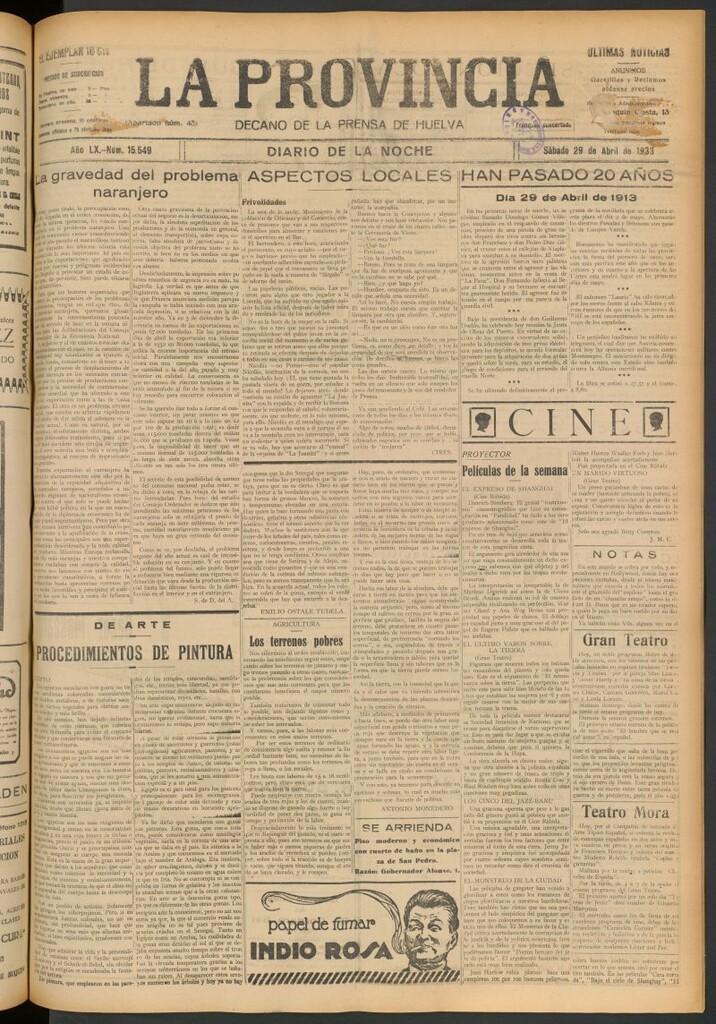 Miniatura de La Provincia : diario de la noche del 29 de abril de 1933