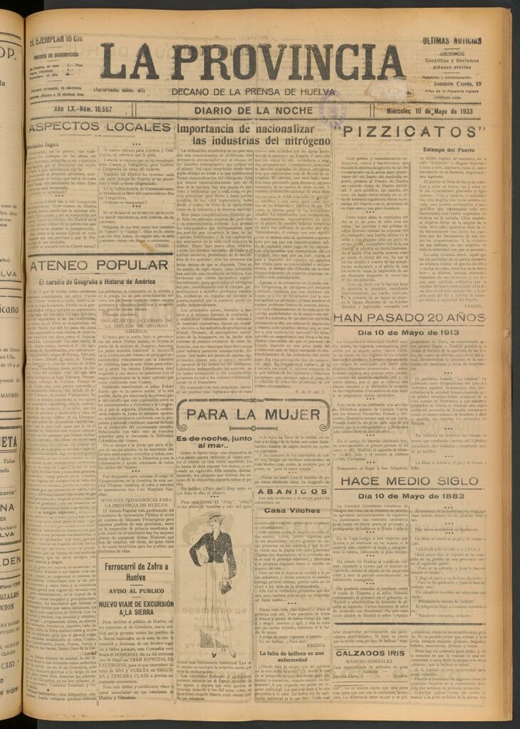 Miniatura de La Provincia : diario de la noche del 10 de mayo de 1933