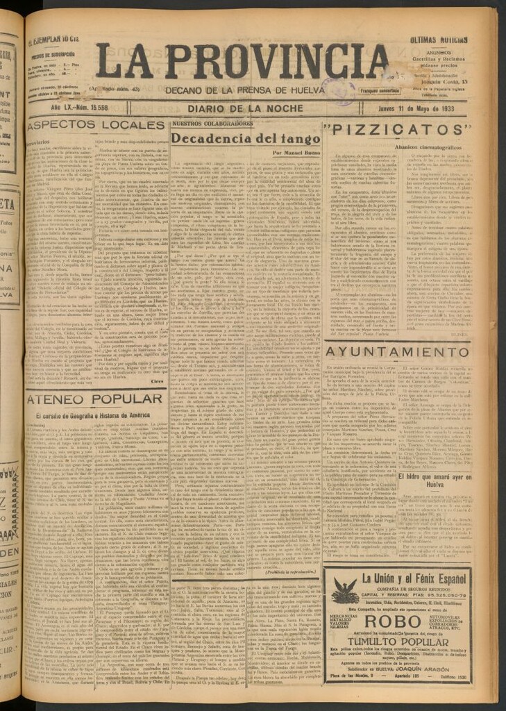 Miniatura de La Provincia : diario de la noche del 11 de mayo de 1933