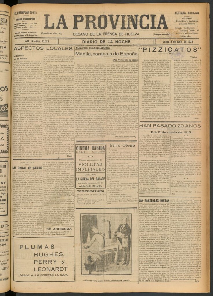 Miniatura de La Provincia : diario de la noche del 5 de junio de 1933