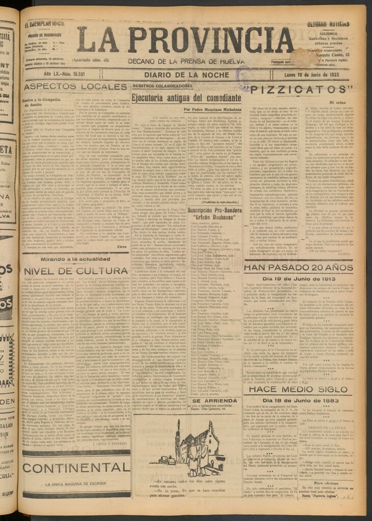 Miniatura de La Provincia : diario de la noche del 19 de junio de 1933