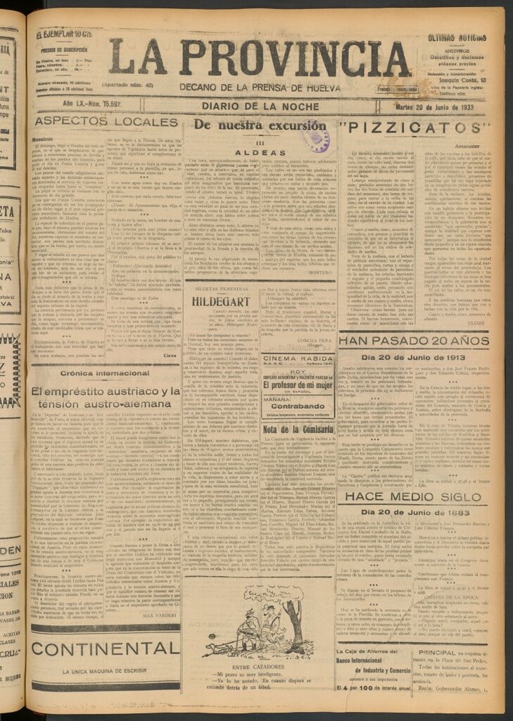 Miniatura de La Provincia : diario de la noche del 20 de junio de 1933