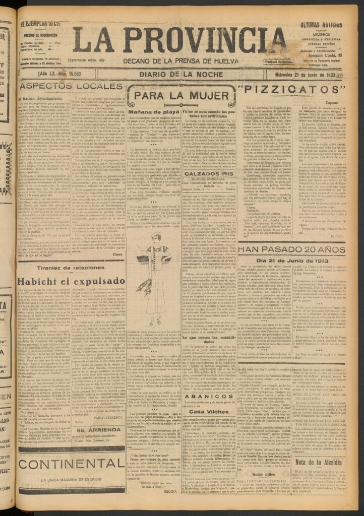 Miniatura de La Provincia : diario de la noche del 21 de junio de 1933