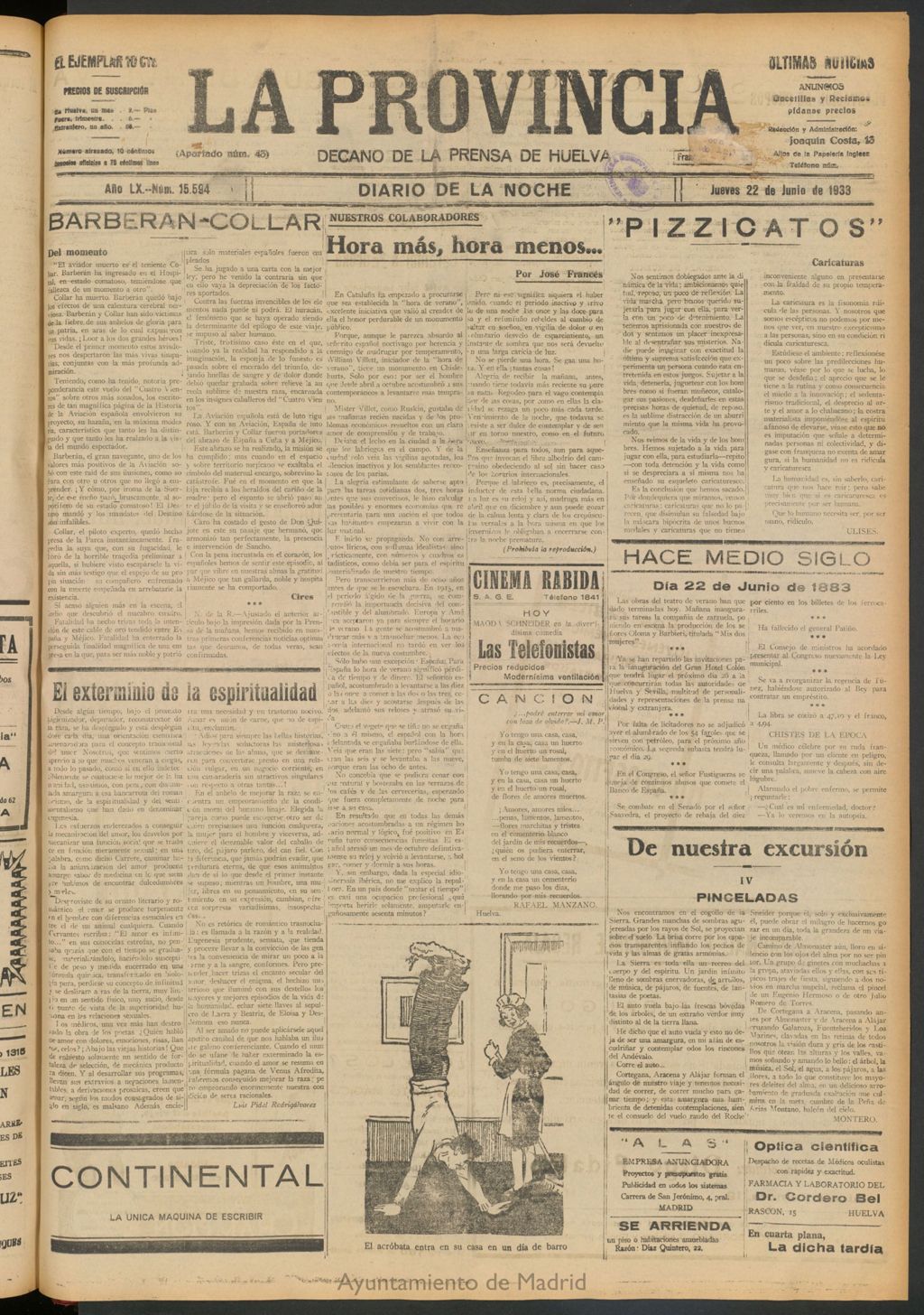 Miniatura de La Provincia : diario de la noche del 22 de junio de 1933