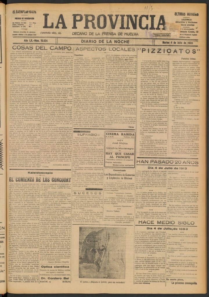 Miniatura de La Provincia : diario de la noche del 4 de julio de 1933