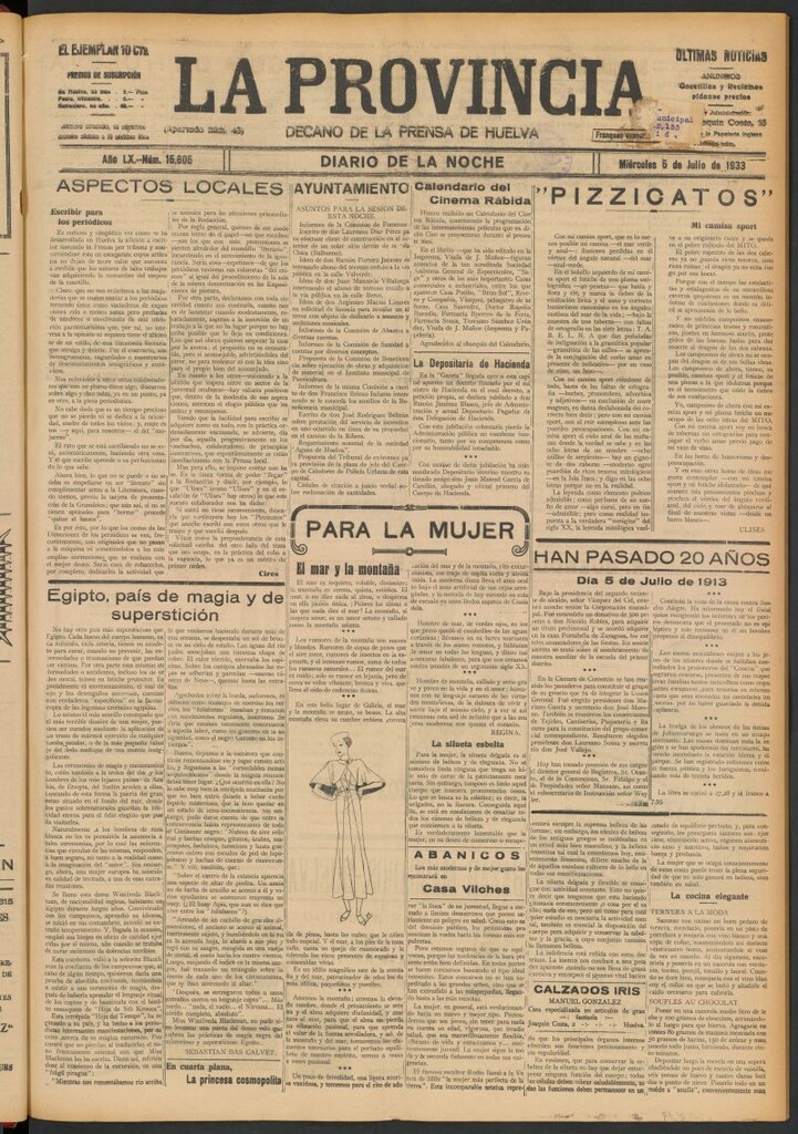 Miniatura de La Provincia : diario de la noche del 5 de julio de 1933