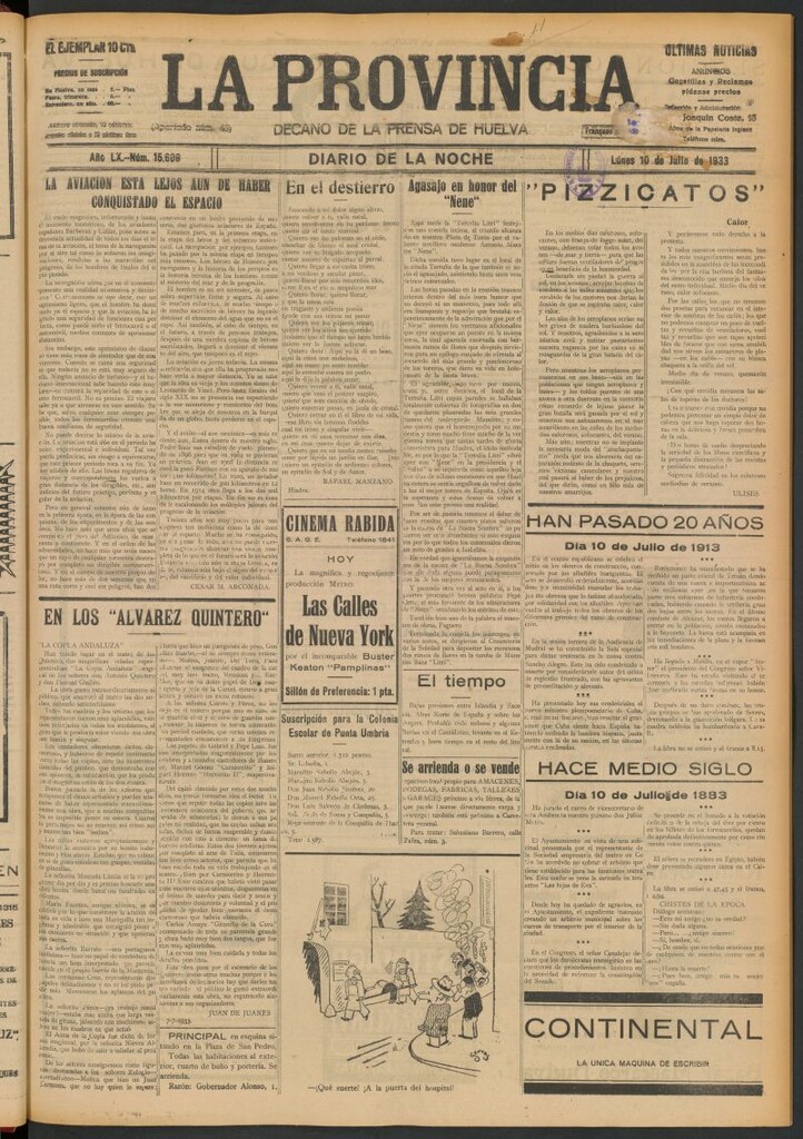 Miniatura de La Provincia : diario de la noche del 10 de julio de 1933
