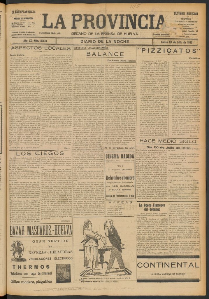 Miniatura de La Provincia : diario de la noche del 20 de julio de 1933