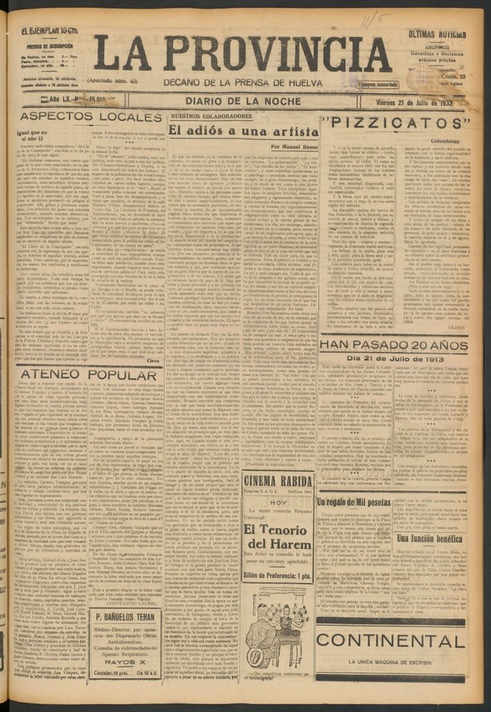 Miniatura de La Provincia : diario de la noche del 21 de julio de 1933