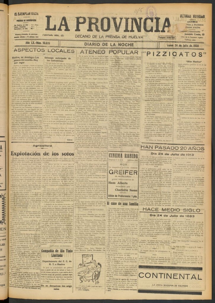Miniatura de La Provincia : diario de la noche del 24 de julio de 1933