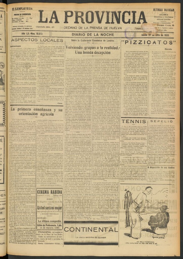 Miniatura de La Provincia : diario de la noche del 27 de julio de 1933