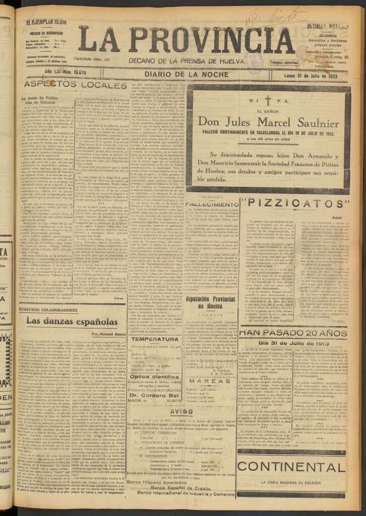 Miniatura de La Provincia : diario de la noche del 31 de julio de 1933