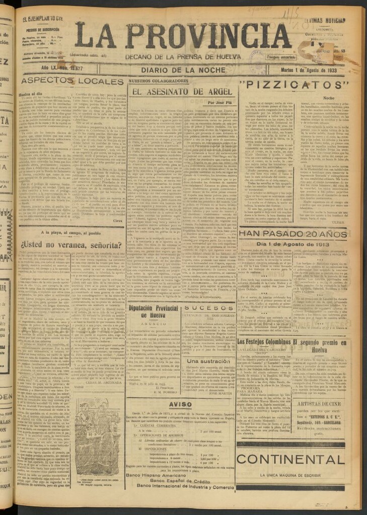 Miniatura de La Provincia : diario de la noche del 1 de agosto de 1933