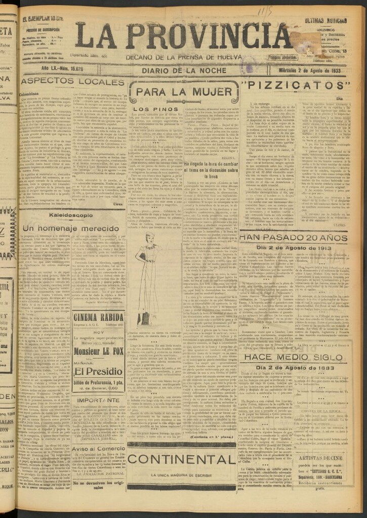 Miniatura de La Provincia : diario de la noche del 2 de agosto de 1933