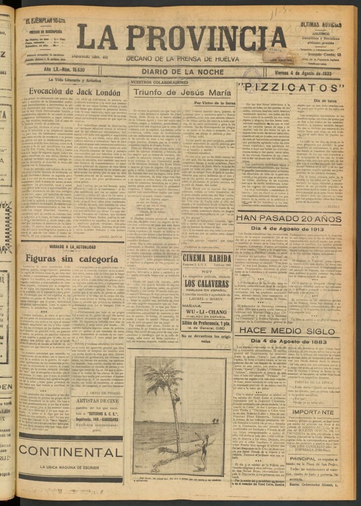 Miniatura de La Provincia : diario de la noche del 4 de agosto de 1933