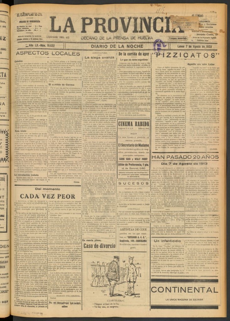Miniatura de La Provincia : diario de la noche del 7 de agosto de 1933