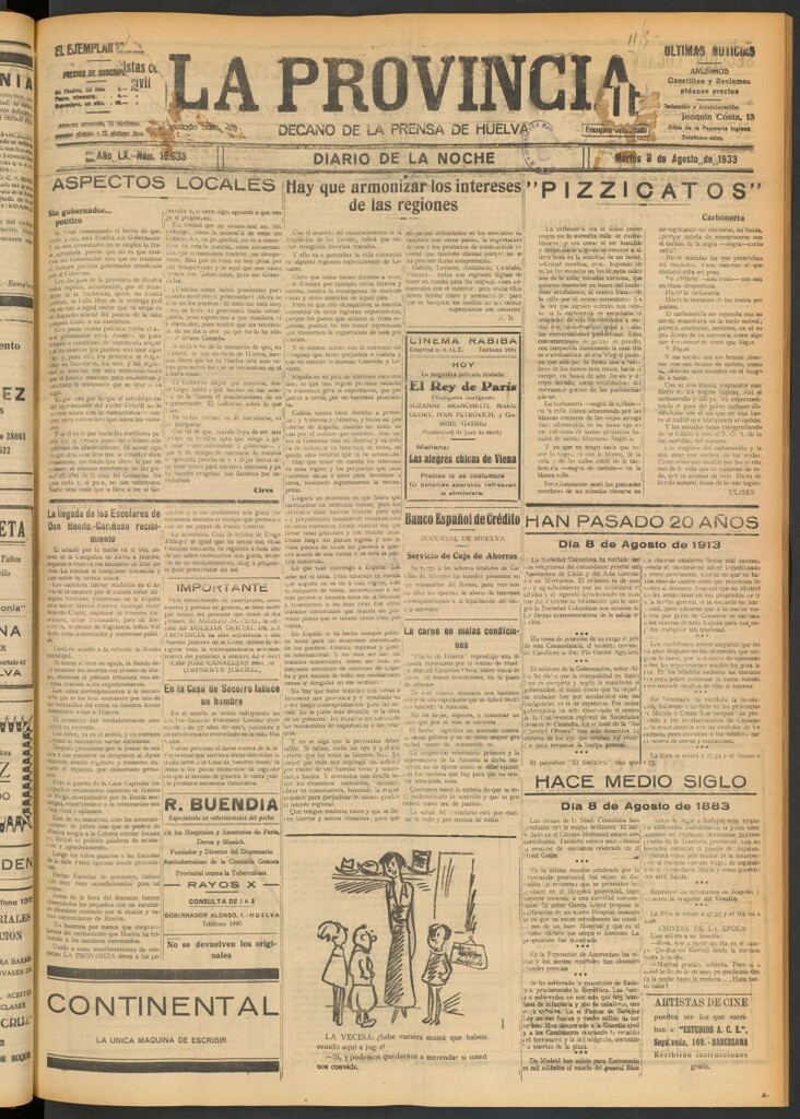 Miniatura de La Provincia : diario de la noche del 8 de agosto de 1933