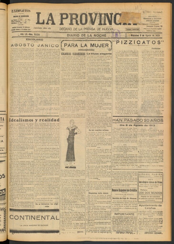 Miniatura de La Provincia : diario de la noche del 9 de agosto de 1933