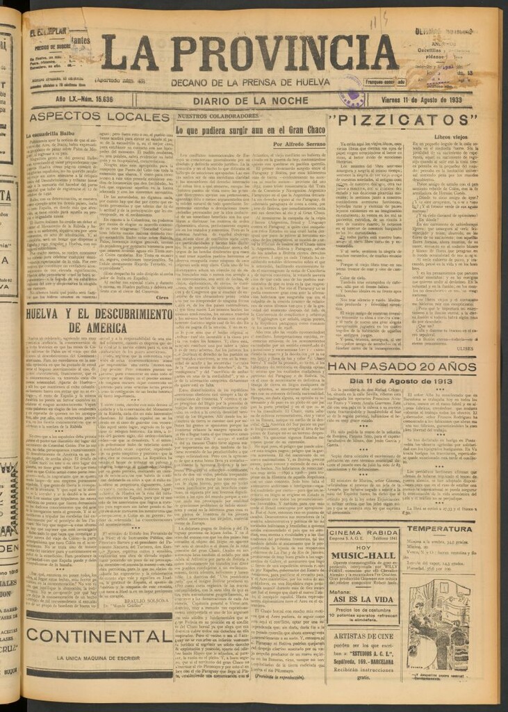 Miniatura de La Provincia : diario de la noche del 11 de agosto de 1933