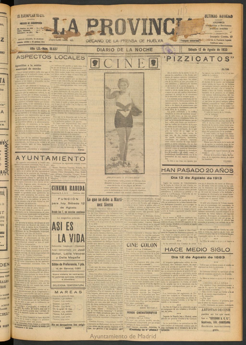 Miniatura de La Provincia : diario de la noche del 12 de agosto de 1933