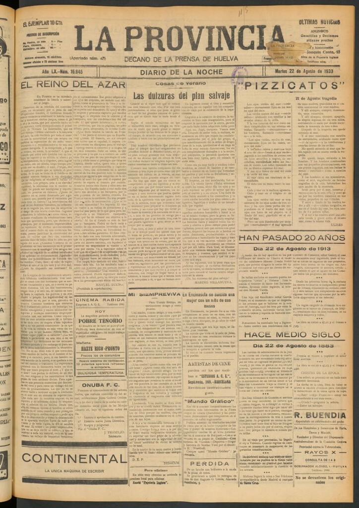 Miniatura de La Provincia : diario de la noche del 22 de agosto de 1933