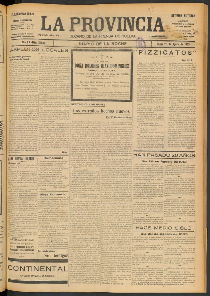 Miniatura de La Provincia : diario de la noche del 28 de agosto de 1933