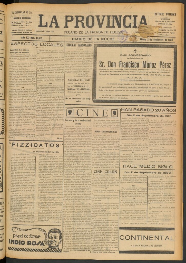 Miniatura de La Provincia : diario de la noche del 2 de septiembre de 1933